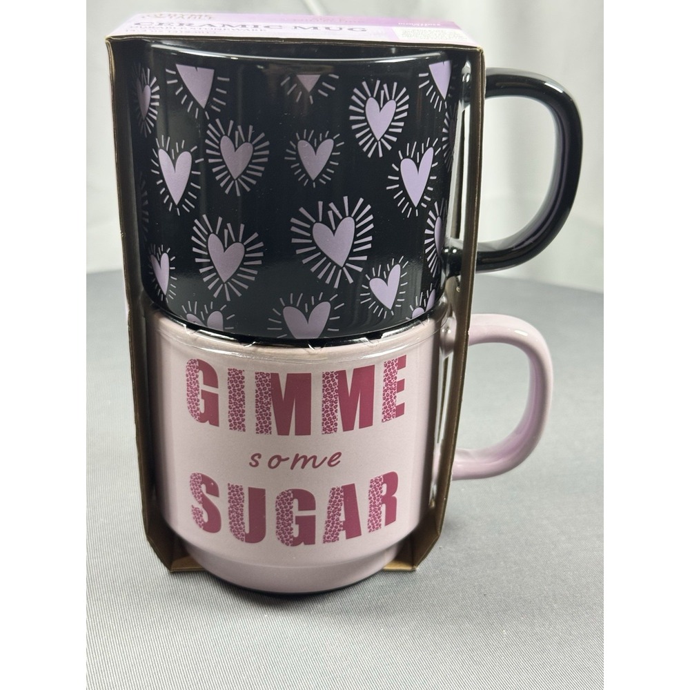 Set Of 2 "Gimme Some Sugar" 14‎ Oz. Ceramic Coffee Cup/ Mug By Thyme & Table